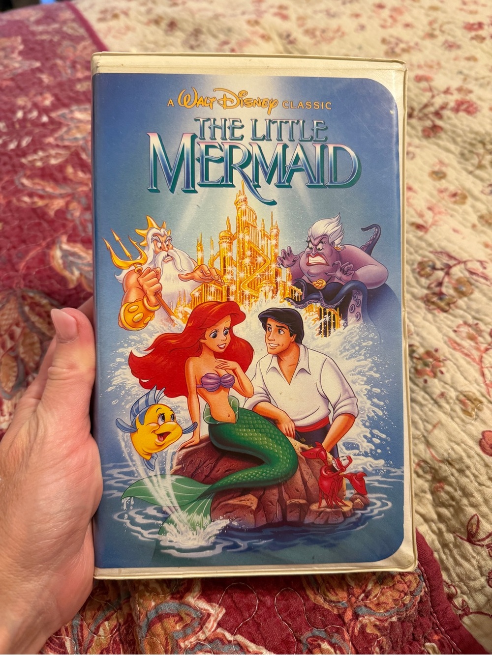 Disney The Little Mermaid VHS with Vibrant Blue Cover and Red Accents
